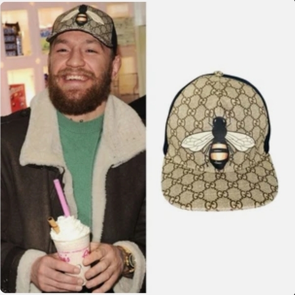 Gucci Beige and Black Bee Print Hat - Picture 3 of 10